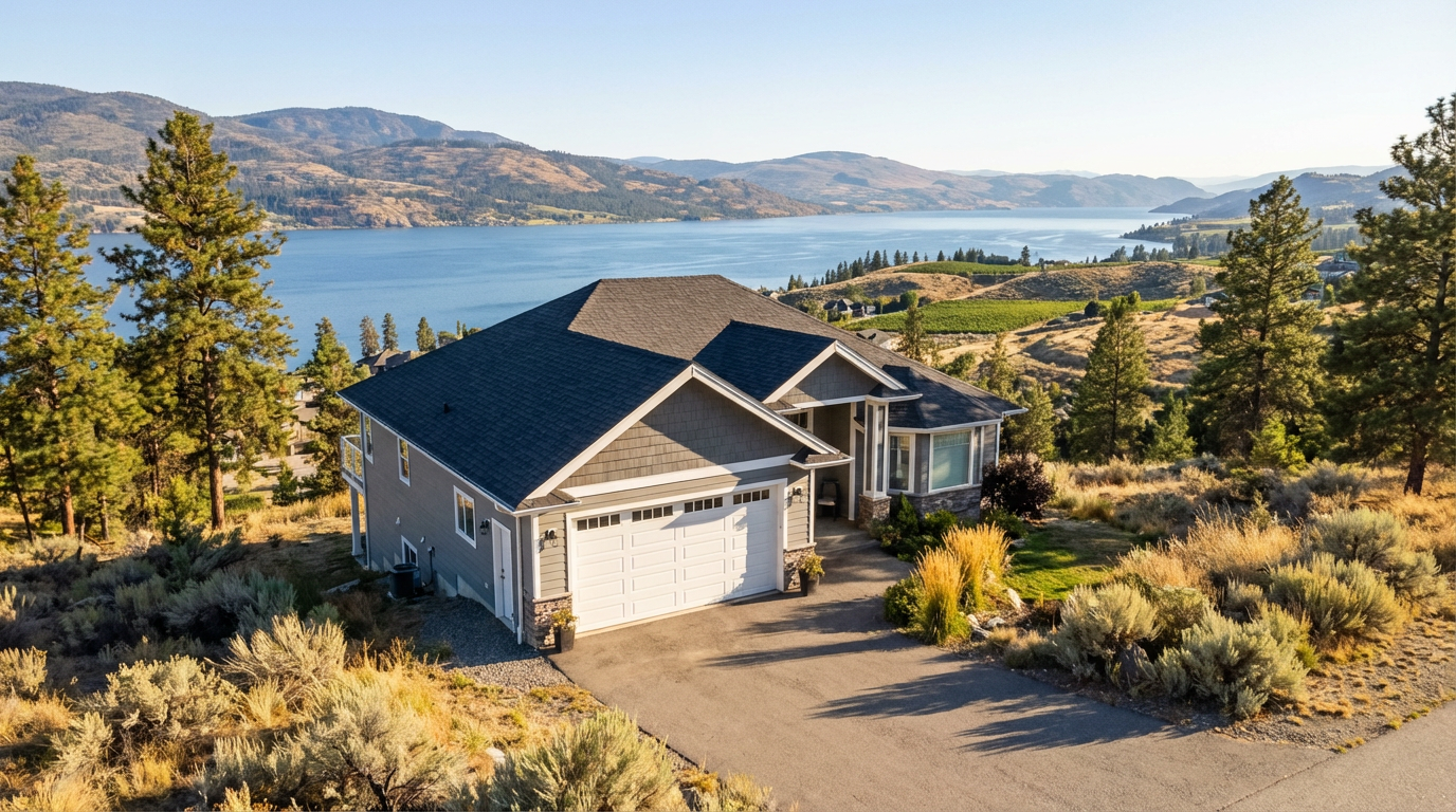 Okanagan home with garage door